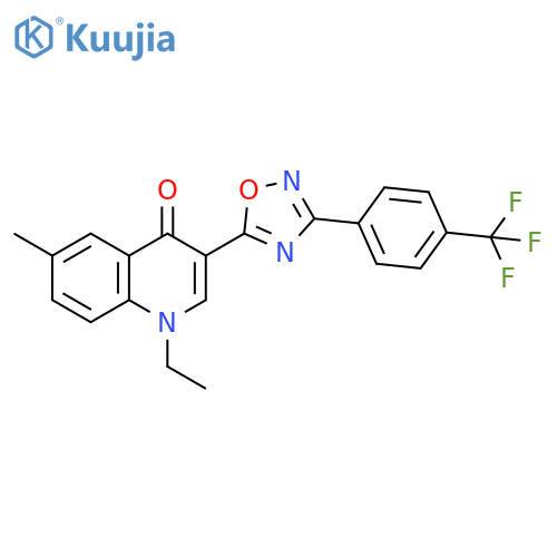 1-ethyl-6-methyl-3-{3-[4-(trifluoromethyl)phenyl]-1,2,4-oxadiazol-5-yl}-1,4-dihydroquinolin-4-one structure