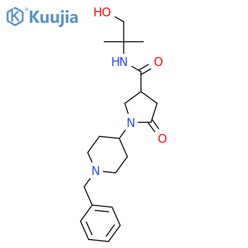 1-(1-Benzylpiperidin-4-yl)-N-(1-hydroxy-2-methylpropan-2-yl)-5-oxopyrrolidine-3-carboxamide structure