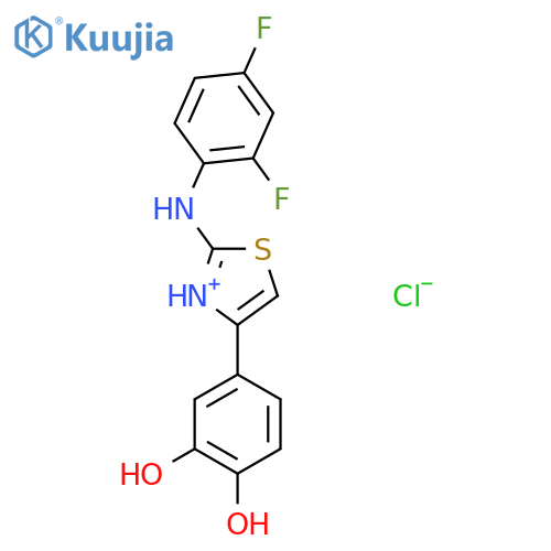 4-(4-((2,4-Difluorophenyl)amino)-3,5-thiazolyl)benzene-1,2-diol, hydrochloride structure