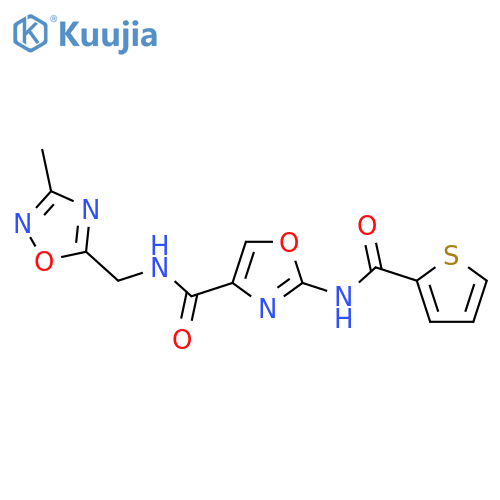 N-(3-methyl-1,2,4-oxadiazol-5-yl)methyl-2-(thiophene-2-amido)-1,3-oxazole-4-carboxamide structure