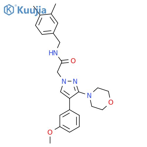 N-(3,4-dimethylphenyl)methyl-2-4-(3-methoxyphenyl)-3-(morpholin-4-yl)-1H-pyrazol-1-ylacetamide structure