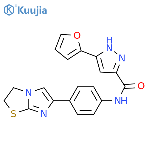 3-(furan-2-yl)-N-(4-{2H,3H-imidazo[2,1-b][1,3]thiazol-6-yl}phenyl)-1H-pyrazole-5-carboxamide structure