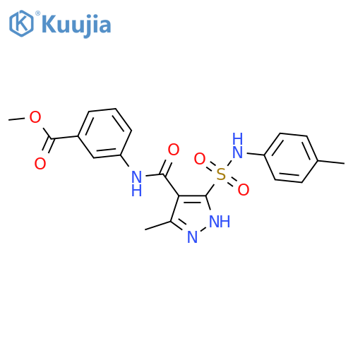 methyl 3-{3-methyl-5-[(4-methylphenyl)sulfamoyl]-1H-pyrazole-4-amido}benzoate structure