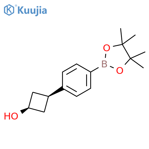 cis-3-[4-(4,4,5,5-tetramethyl-1,3,2-dioxaborolan-2-yl)phenyl]cyclobutan-1-ol structure