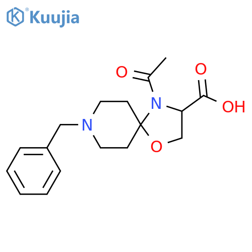 4-Acetyl-8-benzyl-1-oxa-4,8-diazaspiro[4.5]decane-3-carboxylic acid structure