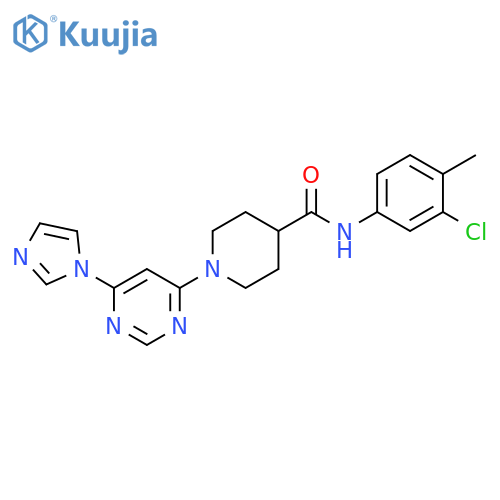 N-(3-chloro-4-methylphenyl)-1-[6-(1H-imidazol-1-yl)pyrimidin-4-yl]piperidine-4-carboxamide structure
