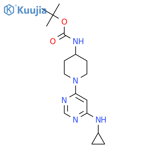 tert-Butyl (1-(6-(cyclopropylamino)pyrimidin-4-yl)piperidin-4-yl)carbamate structure