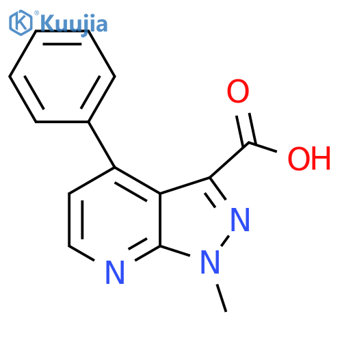 1-methyl-4-phenyl-1{H}-pyrazolo3,4-{b}pyridine-3-carboxylic acid structure