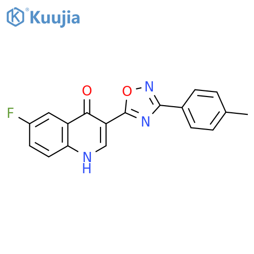 6-fluoro-3-[3-(4-methylphenyl)-1,2,4-oxadiazol-5-yl]-1,4-dihydroquinolin-4-one structure