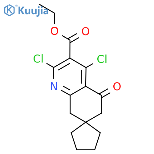 Ethyl 2',4'-dichloro-5'-oxo-6',8'-dihydro-5'H-spiro[cyclopentane-1,7'-quinoline]-3'-carboxylate structure