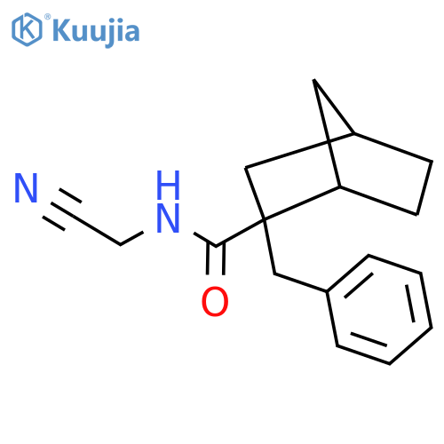 2-benzyl-N-(cyanomethyl)bicyclo2.2.1heptane-2-carboxamide structure