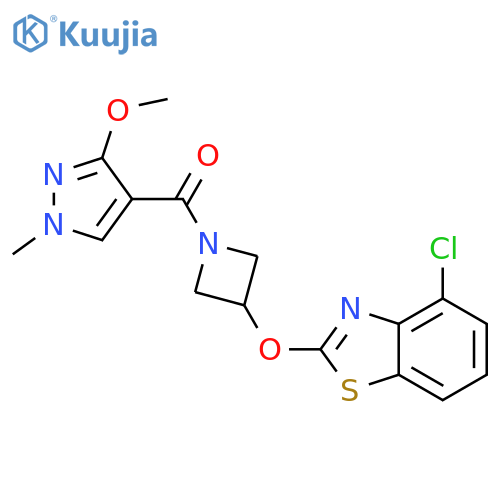4-chloro-2-{[1-(3-methoxy-1-methyl-1H-pyrazole-4-carbonyl)azetidin-3-yl]oxy}-1,3-benzothiazole structure