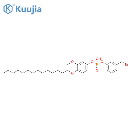 Phosphoric acid, mono[3-(bromomethyl)phenyl] mono[3-methoxy-4-(tetradecyloxy)phenyl] ester structure