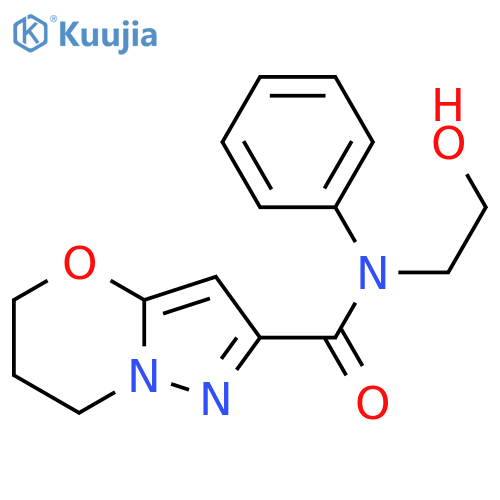 N-(2-hydroxyethyl)-N-phenyl-5H,6H,7H-pyrazolo[3,2-b][1,3]oxazine-2-carboxamide structure