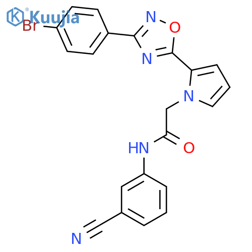 2-{2-3-(4-bromophenyl)-1,2,4-oxadiazol-5-yl-1H-pyrrol-1-yl}-N-(3-cyanophenyl)acetamide structure