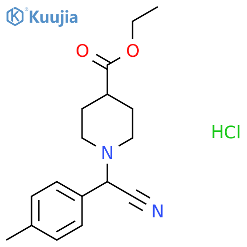 Ethyl 1-cyano(p-tolyl)methylpiperidine-4-carboxylate hydrochloride structure