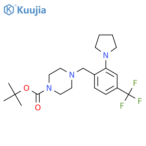Tert-butyl 4-(2-(pyrrolidin-1-yl)-4-(trifluoromethyl)benzyl)piperazine-1-carboxylate structure