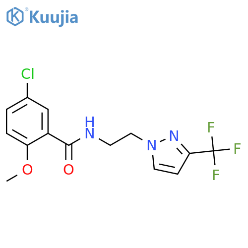 5-chloro-2-methoxy-N-{2-3-(trifluoromethyl)-1H-pyrazol-1-ylethyl}benzamide structure