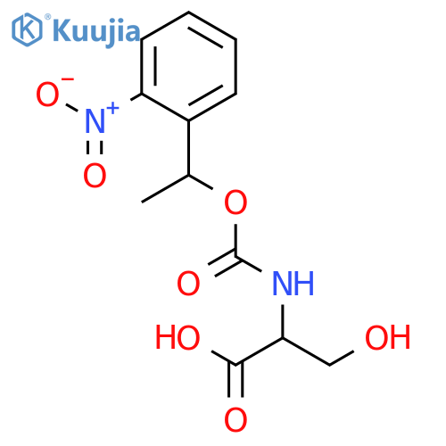 (2S)-3-hydroxy-2-({[1-(2-nitrophenyl)ethoxy]carbonyl}amino)propanoic acid structure