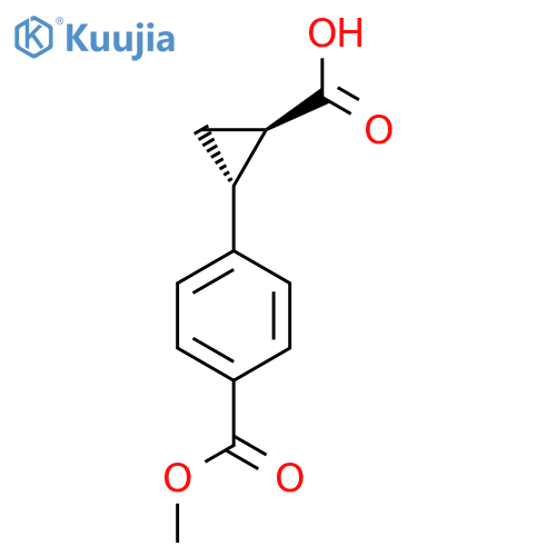 rac-(1R,2R)-2-4-(methoxycarbonyl)phenylcyclopropane-1-carboxylic acid structure