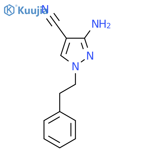 1H-Pyrazole-4-carbonitrile, 3-amino-1-(2-phenylethyl)- structure