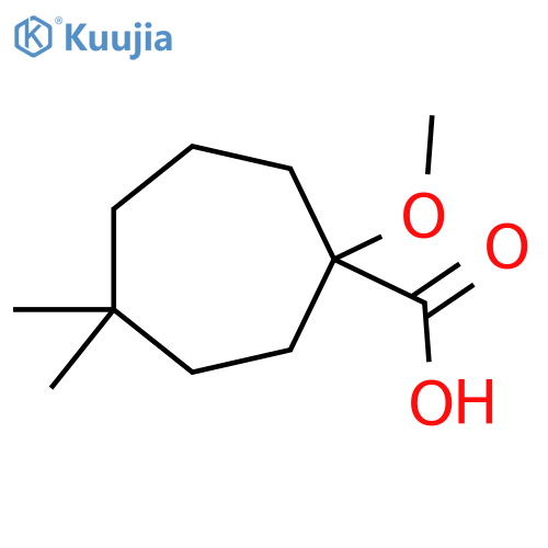 1-Methoxy-4,4-dimethylcycloheptane-1-carboxylic acid structure