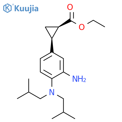 Cyclopropanecarboxylic acid, 2-[3-amino-4-[bis(2-methylpropyl)amino]phenyl]-, ethyl ester, (1R,2S)- structure