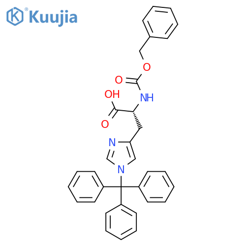 (2R)-2-{[(benzyloxy)carbonyl]amino}-3-[1-(triphenylmethyl)-1H-imidazol-4-yl]propanoic acid structure