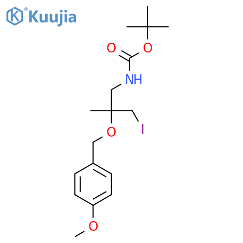 tert-butyl N-{3-iodo-2-(4-methoxyphenyl)methoxy-2-methylpropyl}carbamate structure