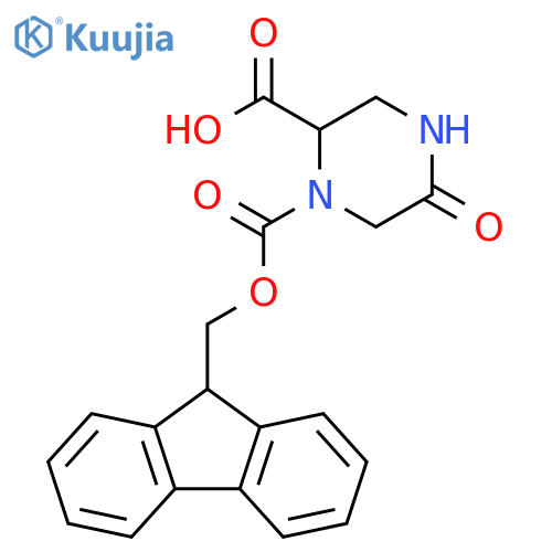 1-{[(9H-fluoren-9-yl)methoxy]carbonyl}-5-oxopiperazine-2-carboxylic acid structure