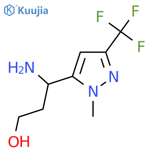 3-amino-3-[1-methyl-3-(trifluoromethyl)-1H-pyrazol-5-yl]propan-1-ol structure