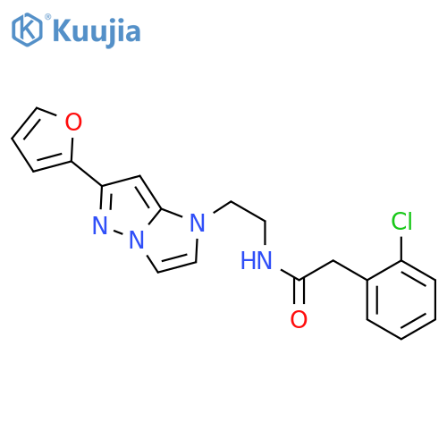 2-(2-chlorophenyl)-N-{2-[6-(furan-2-yl)-1H-pyrazolo[1,5-a]imidazol-1-yl]ethyl}acetamide structure