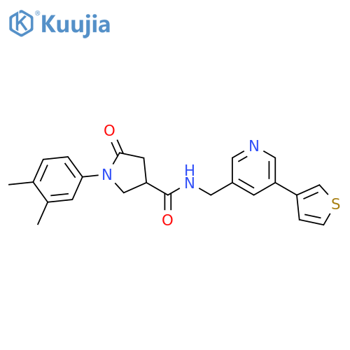 1-(3,4-Dimethylphenyl)-5-oxo-N-[[5-(3-thienyl)-3-pyridinyl]methyl]-3-pyrrolidinecarboxamide structure