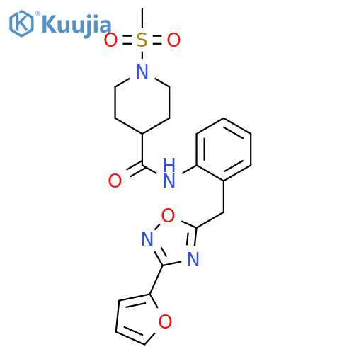 N-(2-{[3-(furan-2-yl)-1,2,4-oxadiazol-5-yl]methyl}phenyl)-1-methanesulfonylpiperidine-4-carboxamide structure
