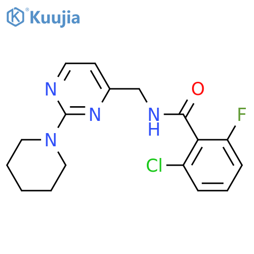 2-chloro-6-fluoro-N-{[2-(piperidin-1-yl)pyrimidin-4-yl]methyl}benzamide structure