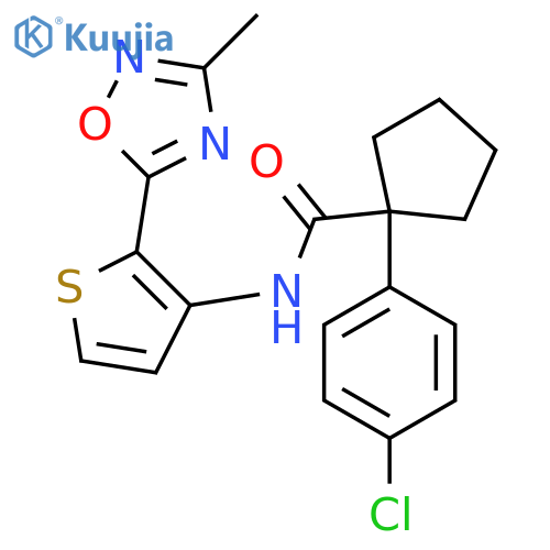 1-(4-chlorophenyl)-N-[2-(3-methyl-1,2,4-oxadiazol-5-yl)thiophen-3-yl]cyclopentane-1-carboxamide structure