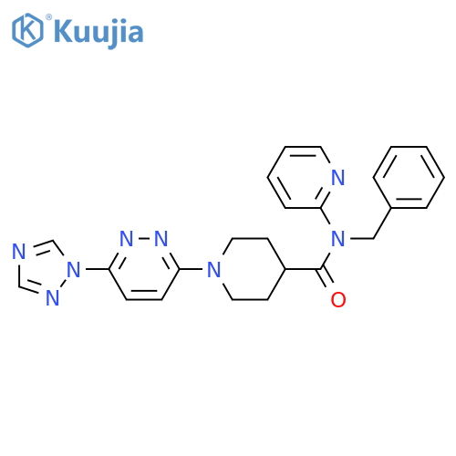 N-benzyl-N-pyridin-2-yl-1-[6-(1,2,4-triazol-1-yl)pyridazin-3-yl]piperidine-4-carboxamide structure
