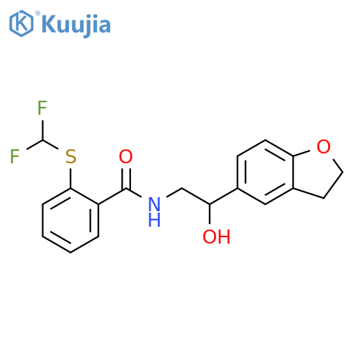 2-[(difluoromethyl)sulfanyl]-N-[2-(2,3-dihydro-1-benzofuran-5-yl)-2-hydroxyethyl]benzamide structure