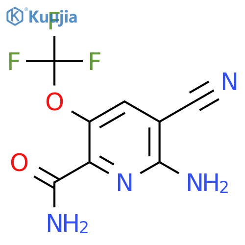 2-Amino-3-cyano-5-(trifluoromethoxy)pyridine-6-carboxamide structure