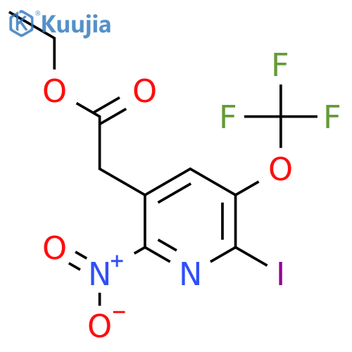 Ethyl 2-iodo-6-nitro-3-(trifluoromethoxy)pyridine-5-acetate structure