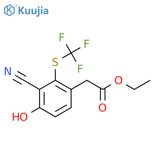 Ethyl 3-cyano-4-hydroxy-2-(trifluoromethylthio)phenylacetate structure