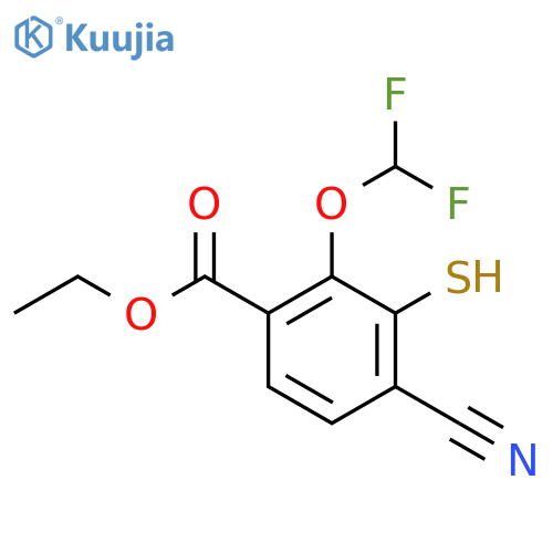 Ethyl 4-cyano-2-difluoromethoxy-3-mercaptobenzoate structure