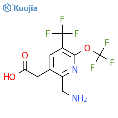 2-(Aminomethyl)-6-(trifluoromethoxy)-5-(trifluoromethyl)pyridine-3-acetic acid structure
