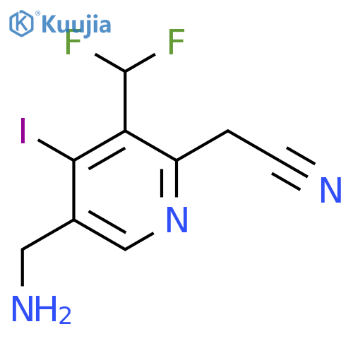5-(Aminomethyl)-3-(difluoromethyl)-4-iodopyridine-2-acetonitrile structure