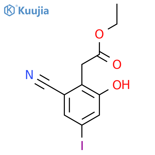 Ethyl 2-cyano-6-hydroxy-4-iodophenylacetate structure