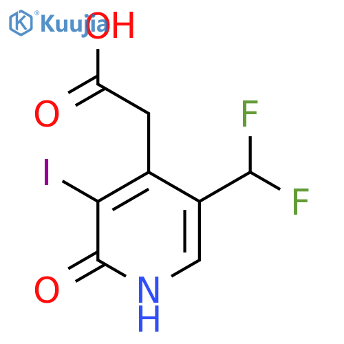 5-(Difluoromethyl)-2-hydroxy-3-iodopyridine-4-acetic acid structure