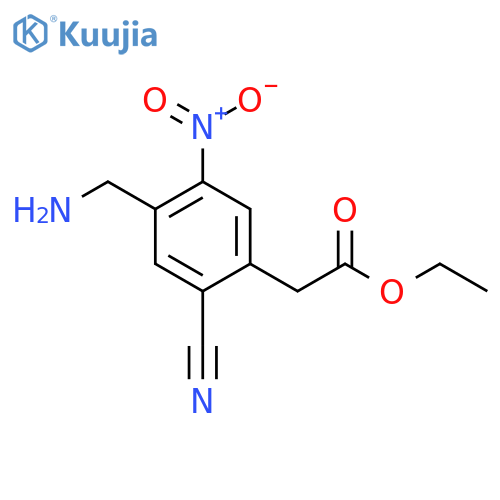 Ethyl 4-aminomethyl-2-cyano-5-nitrophenylacetate structure