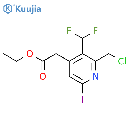 Ethyl 2-(chloromethyl)-3-(difluoromethyl)-6-iodopyridine-4-acetate structure