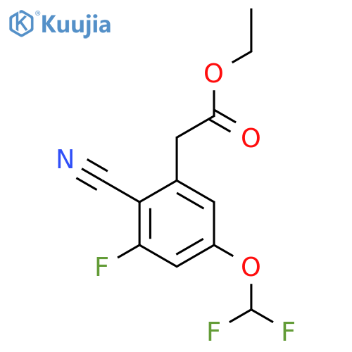 Ethyl 2-cyano-5-difluoromethoxy-3-fluorophenylacetate structure