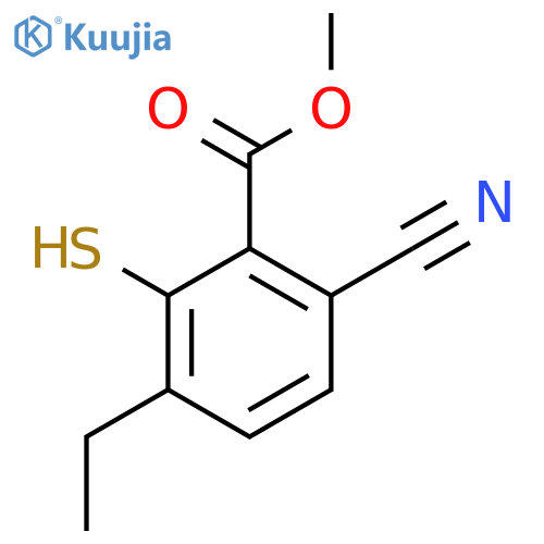 Methyl 6-cyano-3-ethyl-2-mercaptobenzoate structure